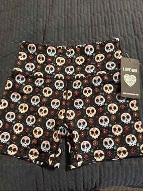 Black Sugar Skull Athletic Shorts